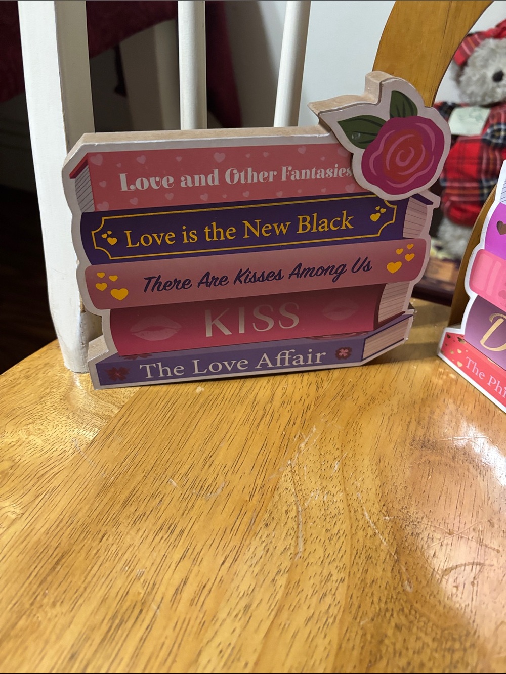 Stacked Pink Love Book Decorative Accent
